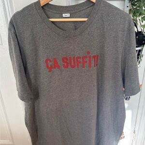 Clare V Gray 'ÇA SUFFIT!' Graphic Tee - Red Print